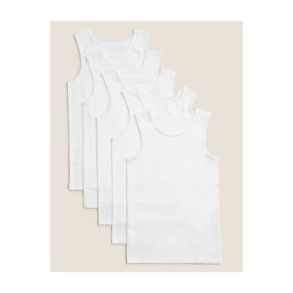 6 x White vests (5-6 years)